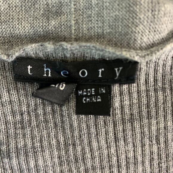 Theory wool short sleeve open front cardigan sweater size large - Picture 3 of 9